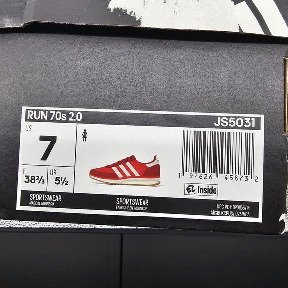 NIB Women's Adidas Run 70s 2.0 JS5031 Red With White Stripes Size 7 - Picture 9 of 9